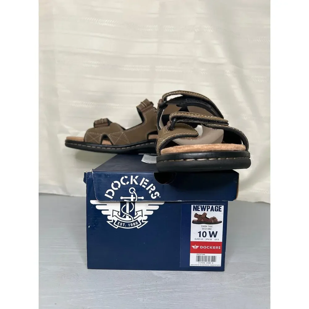 Dockers Newpage Quarter Strap Sandals Dark Tan Mens Size 10 Wide